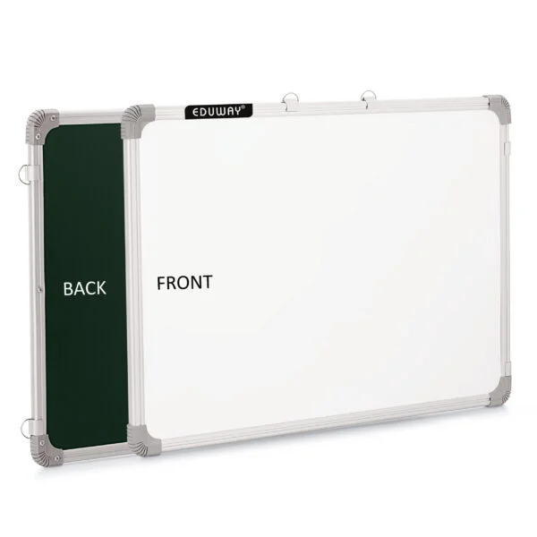 whiteboard marker and duster non magnetic hanging writing surface back and front view