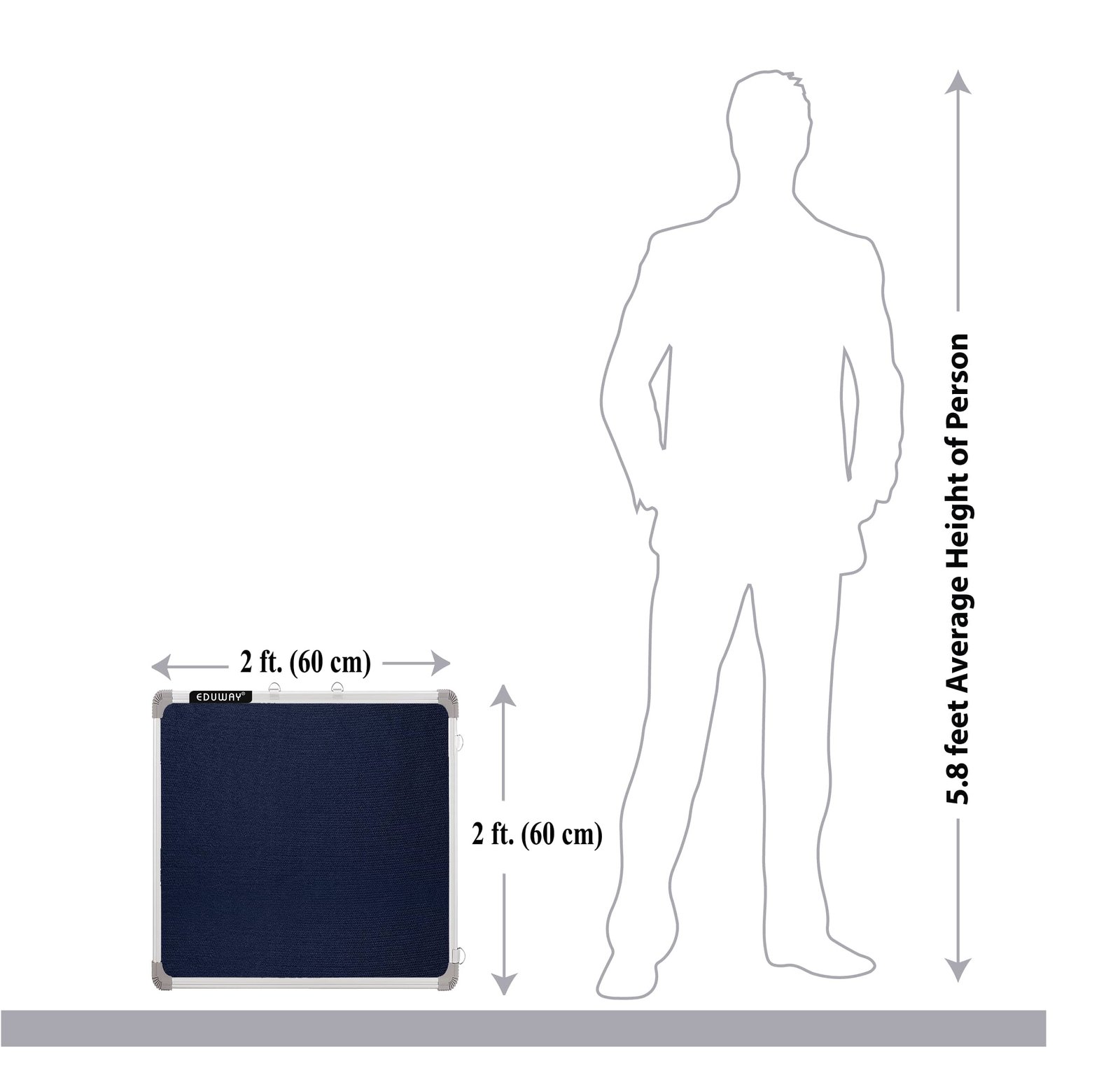 Notice board blue 2x2 ft. pin-up / bulletin/ display board compare with persons height