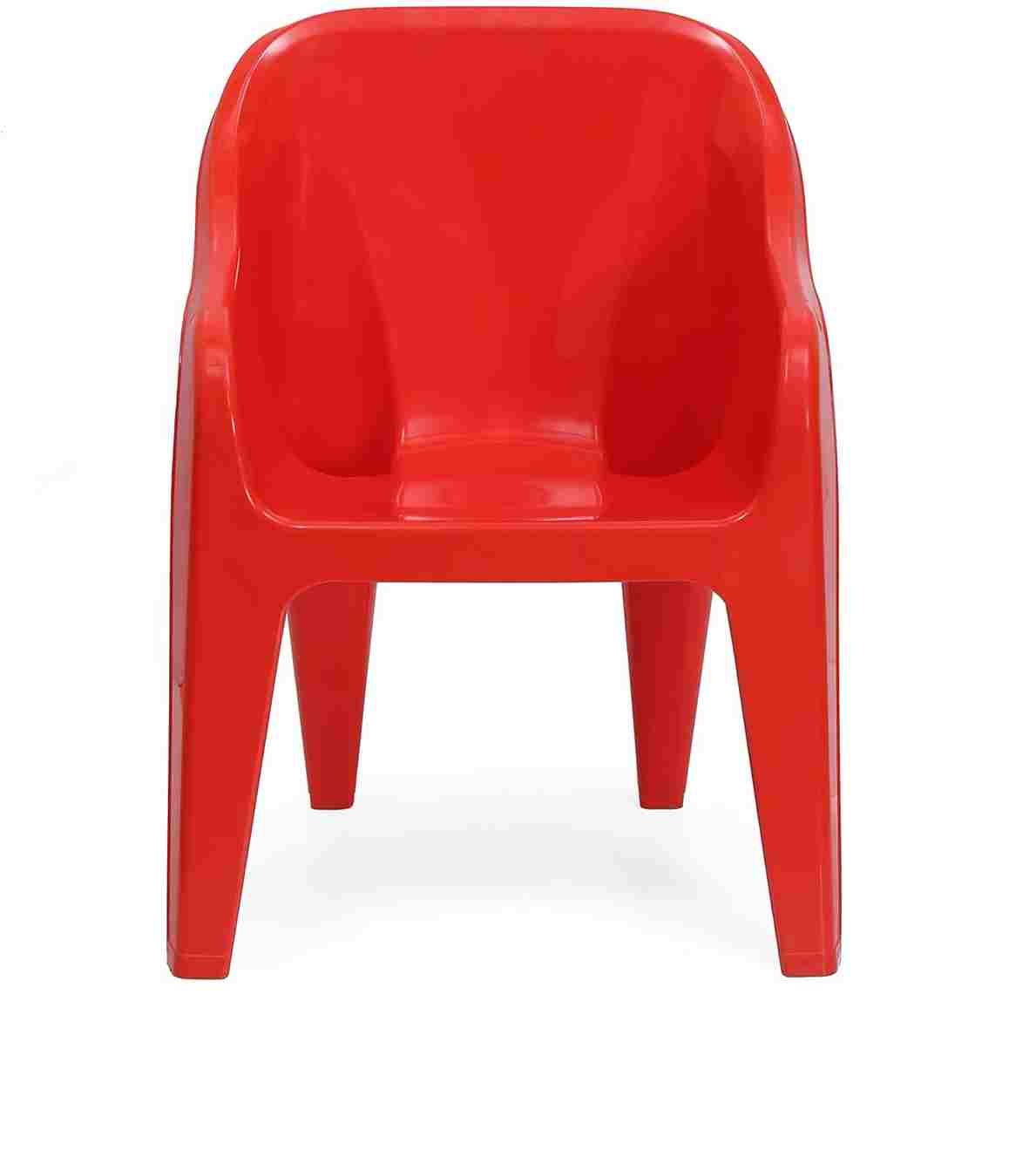 kids chair red color study, play front view 1