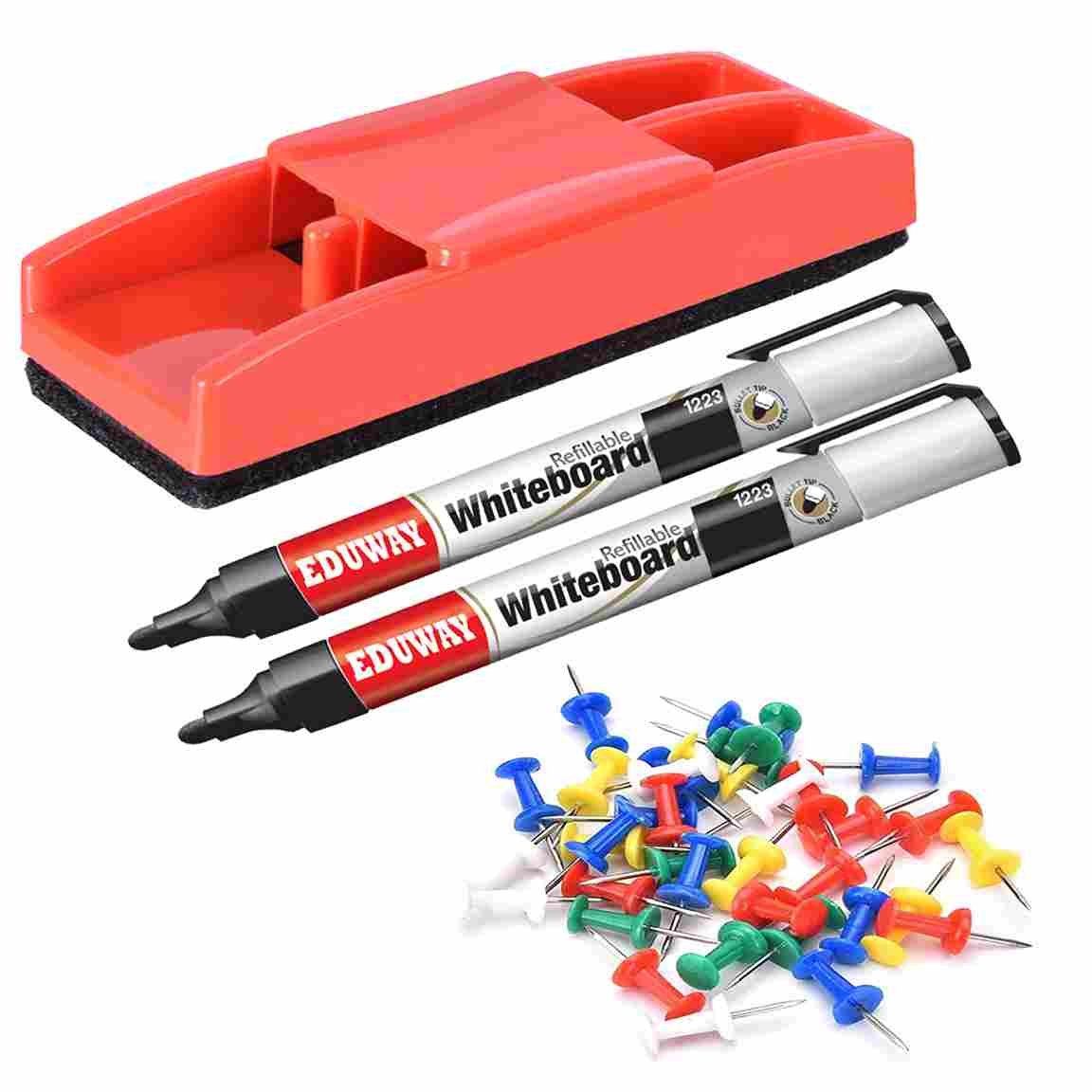 combi kit with plastic duster, marker and notice pins for combination board