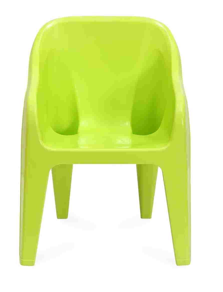 kids chair green color study, play front view