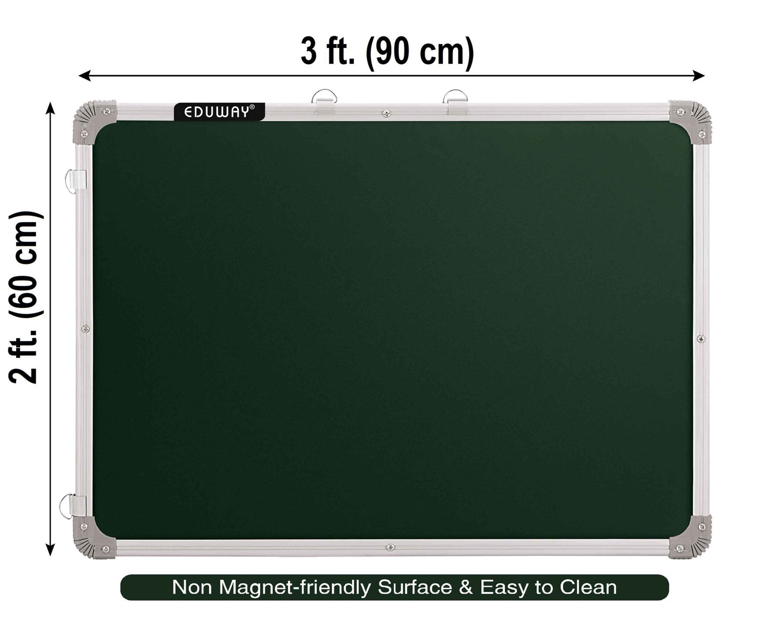 whiteboard marker board for teaching, school, and office use white-green surface 2x3 ft back view