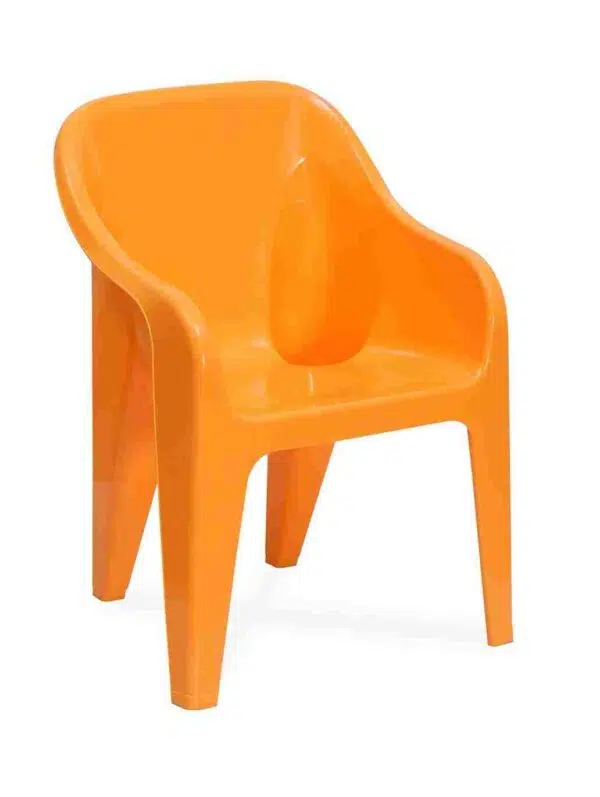 kids chair orange color study, play side view