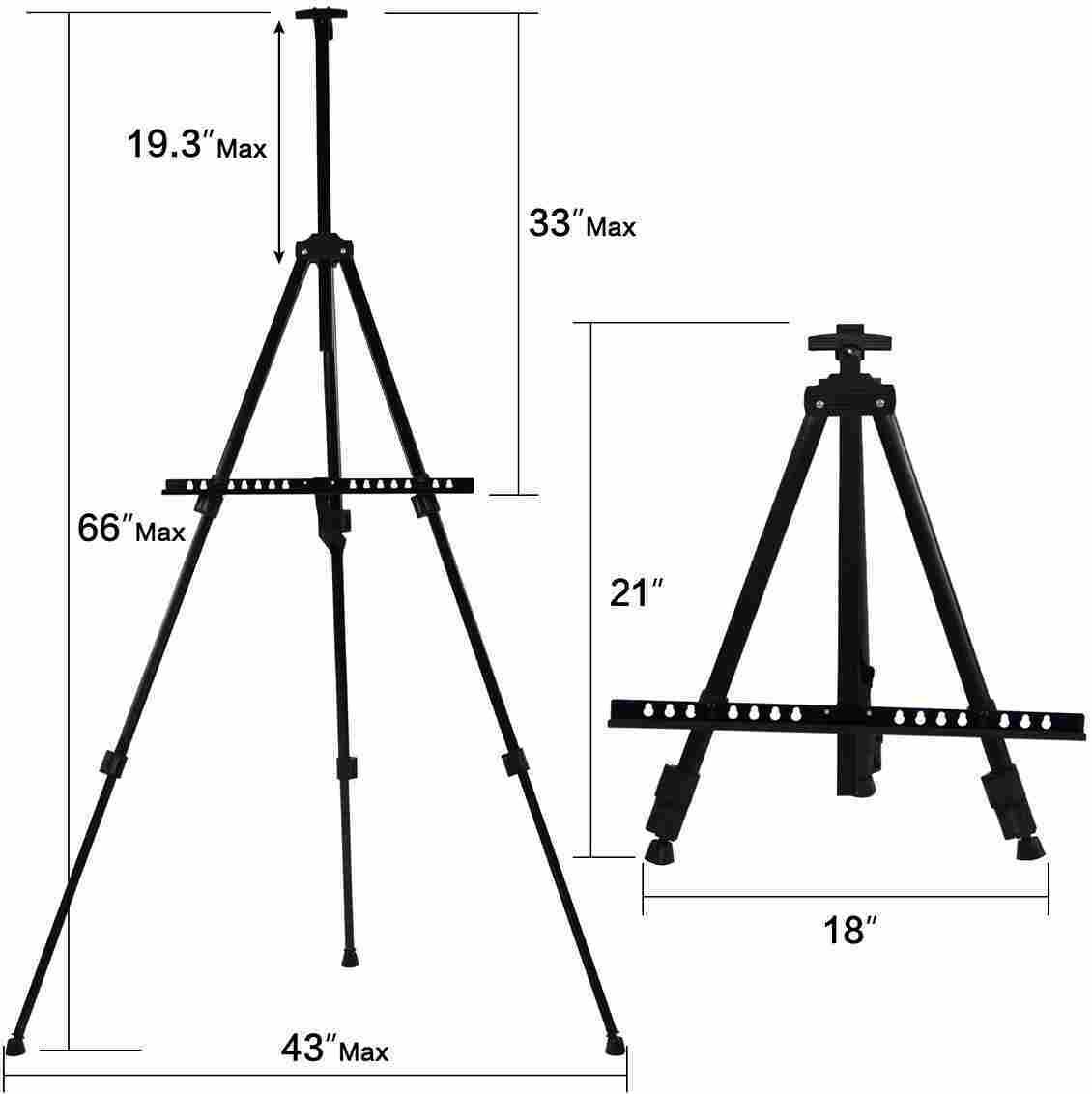 Canvas Easel Black Tripod Stand For Painting, Art Dimensions