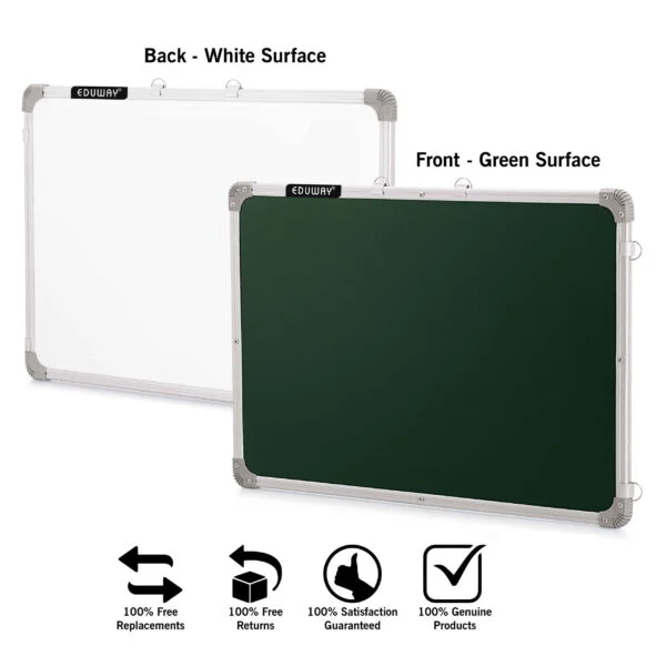 whiteboard marker board for teaching, school, and office use white-green surface front and back side view