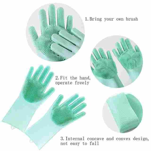 Silicone gloves resuabel cleanig kitchen use green how to use