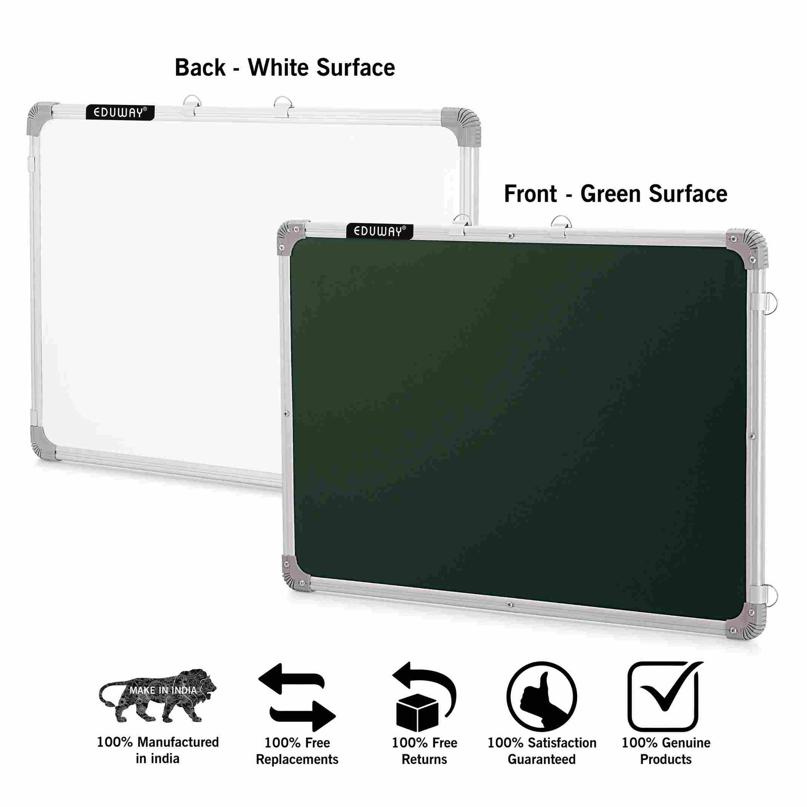 chalkboad green surface non magnetic back side white surface front and back view