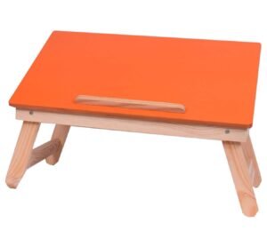 wooden foldable laptop & study table for kids orange front view