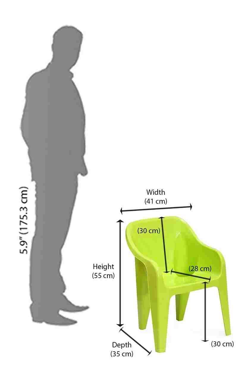 kids chair green color study, play view with dimensions