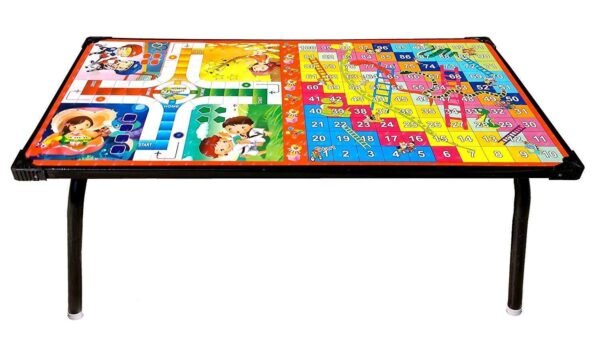 ludo table foldable multicolor snakes and ladders printed game for kids front view