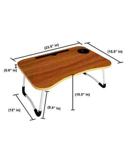cup laptop table brown wooden portable foldable pre assembled dimensions