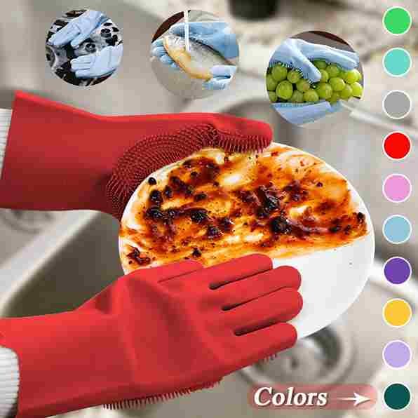 Silicone gloves resuabel cooking, washing, cleaning, car, bathroom multi color