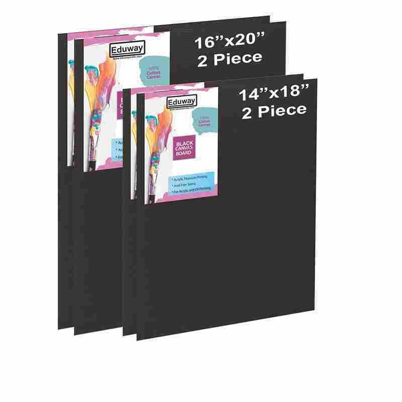 Black canvas board medium grain 4mm MDF backing for painting combo pack
