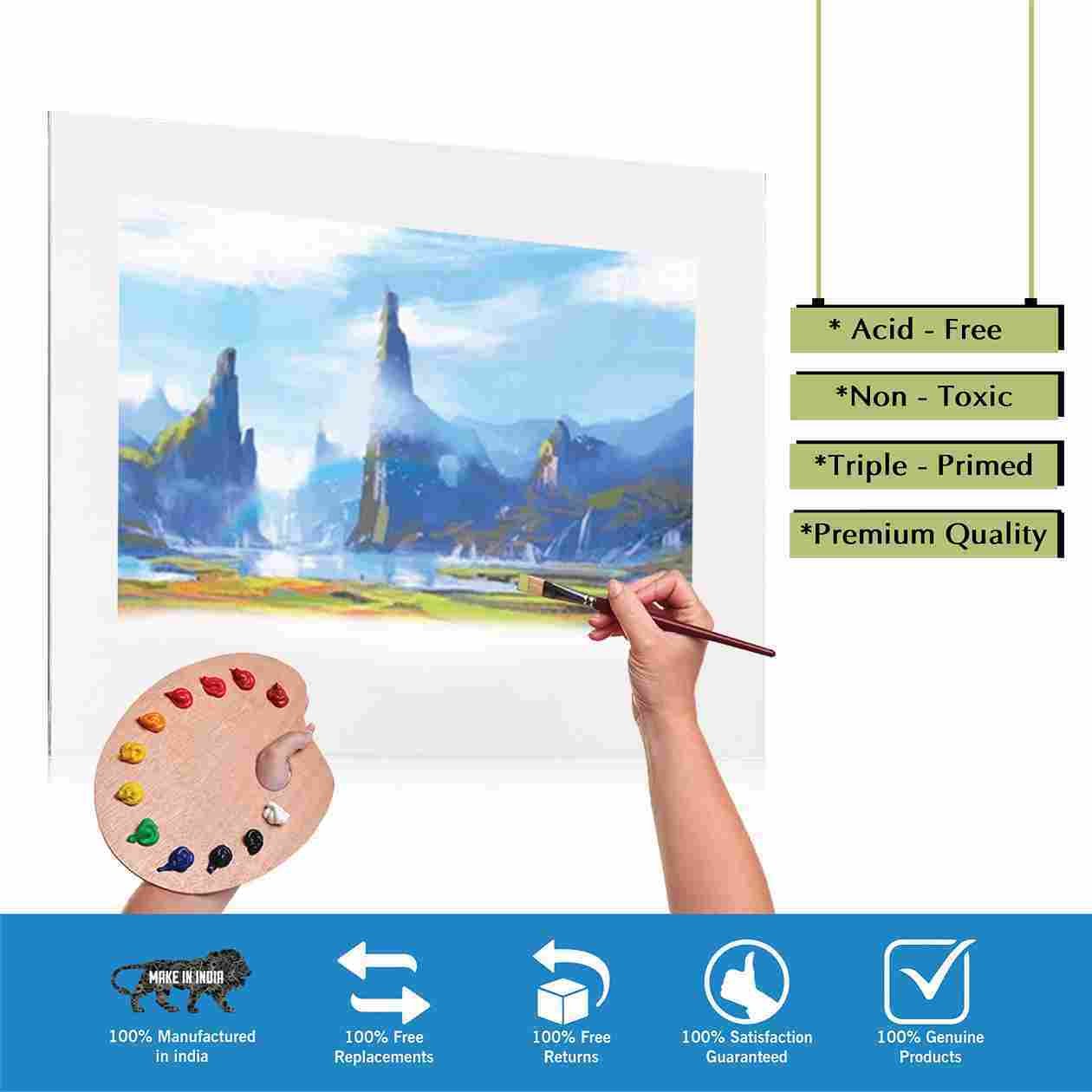 White canvas board for painting acrylic and oil painting view