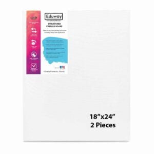 Stretched canvas medium grain primed cotton for painting 18x24 inch pack of 2