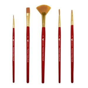Eduway Painting Brush Set of 5 Professional Round Pointed Tip Synthetic Hair Artist Acrylic Paint Brush for Acrylic/Water Colour/Oil Painting/Gouache (5 Assorted Brushes) (Wood)