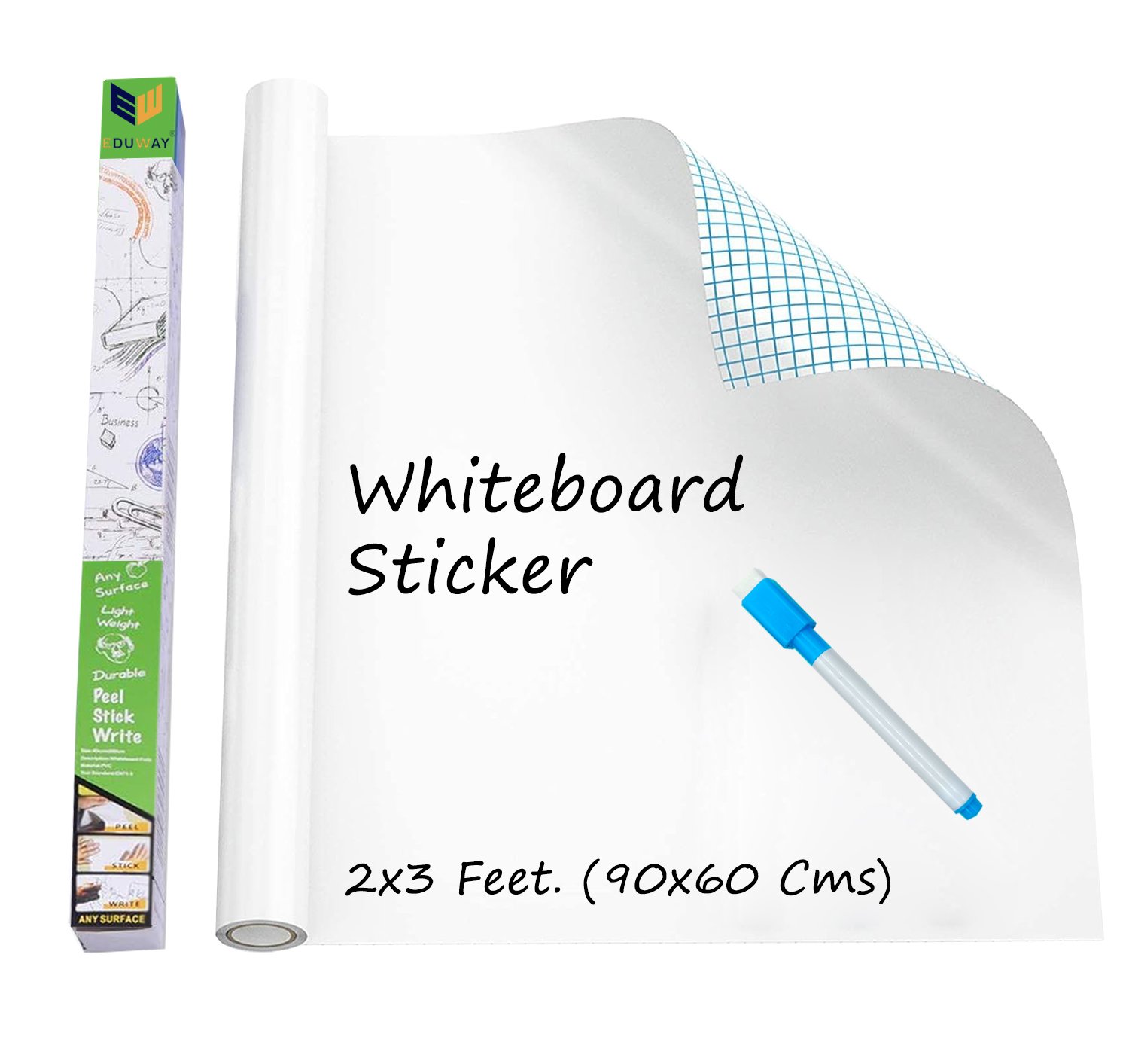 vinyl white board with marker 2x3 Feet.