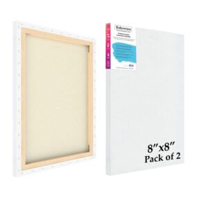 Pre-Stretched canvas for painting 8x8 inch pack of 2
