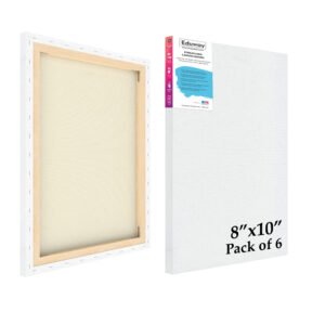 Pre-Stretched canvas for painting 8x10 inch pack of 6