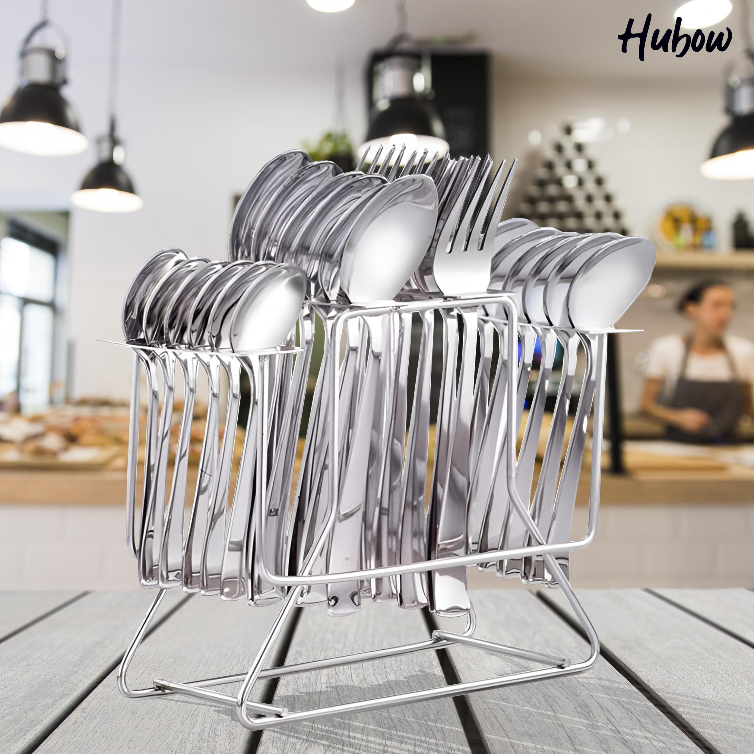 Hubow 25 Piece Karishma Cutlery Set with Stand