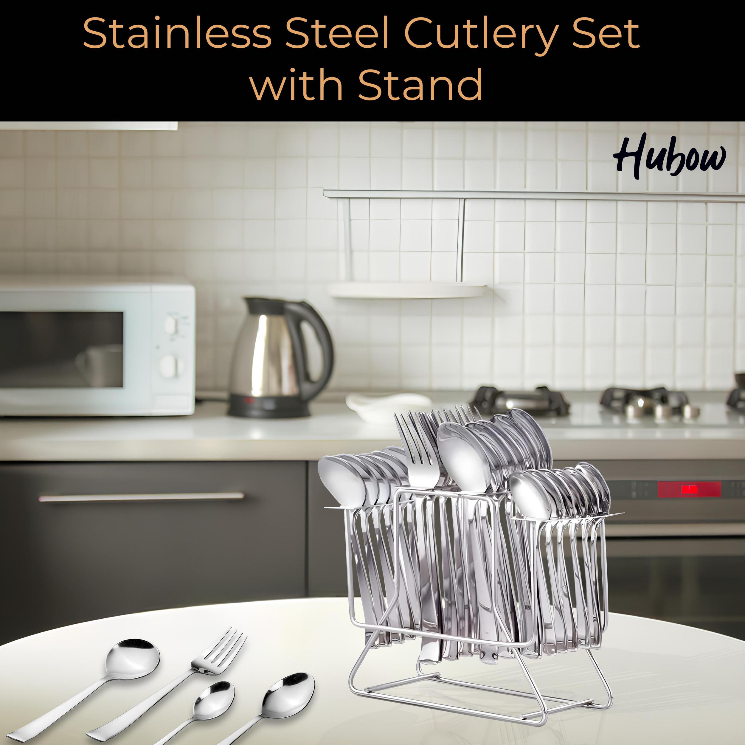 Hubow 25 Piece Karishma Cutlery Set with Stand